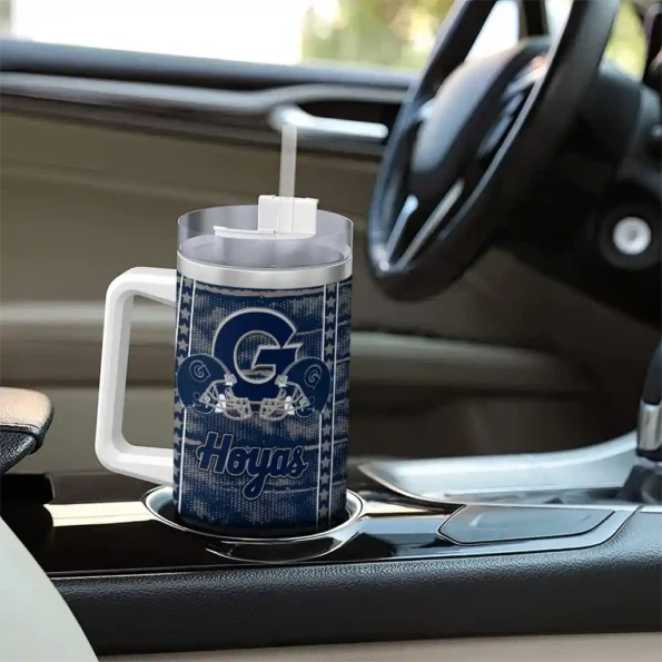 custom georgetown hoyas honey streaks blue curved tumbler trendy.webp