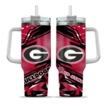 custom georgia bulldogs abstract paths red curved tumbler best selling.webp