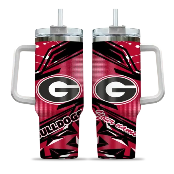 custom georgia bulldogs abstract paths red curved tumbler best selling.webp