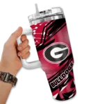 custom georgia bulldogs abstract paths red curved tumbler best selling.webp
