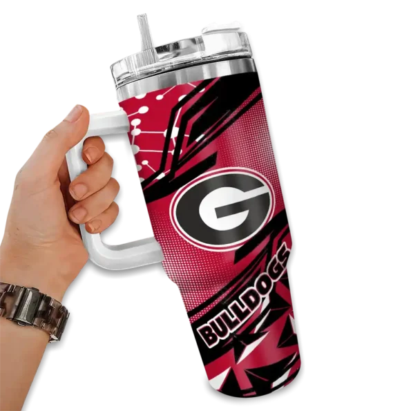 custom georgia bulldogs abstract paths red curved tumbler fashion forward.webp