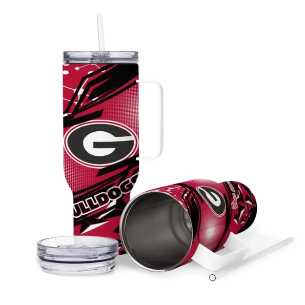 custom georgia bulldogs abstract paths red curved tumbler high quality.webp