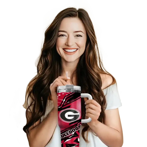 custom georgia bulldogs abstract paths red curved tumbler premium grade.webp