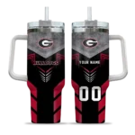 custom georgia bulldogs arrow armor red black curved tumbler best selling.webp