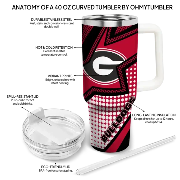 custom georgia bulldogs arrow burst red curved tumbler new arrival.webp
