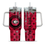 custom georgia bulldogs bullseye drips red curved tumbler best selling.webp