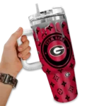 custom georgia bulldogs bullseye drips red curved tumbler best selling.webp