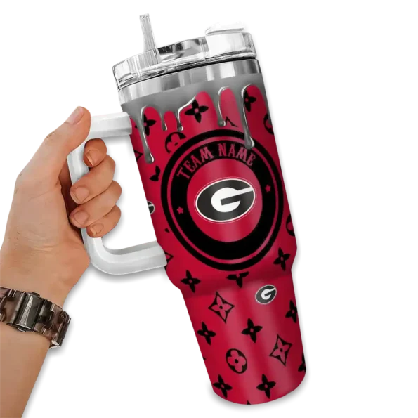 custom georgia bulldogs bullseye drips red curved tumbler fashion forward.webp