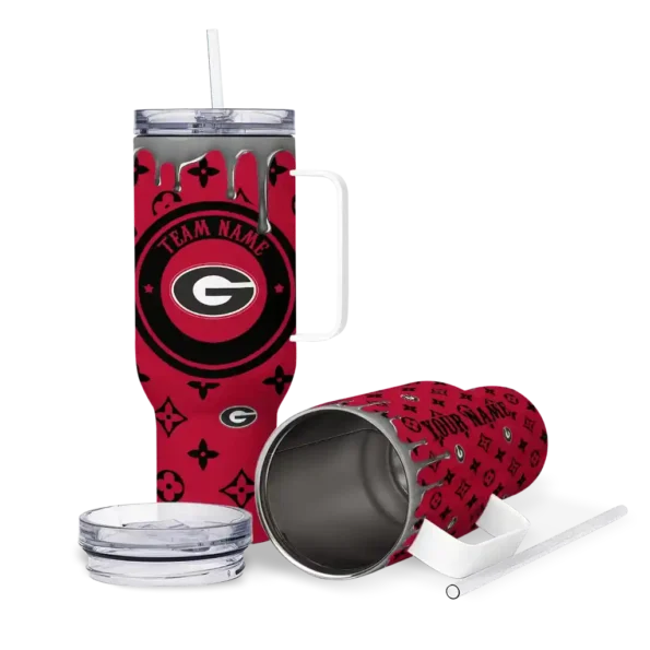 custom georgia bulldogs bullseye drips red curved tumbler high quality.webp