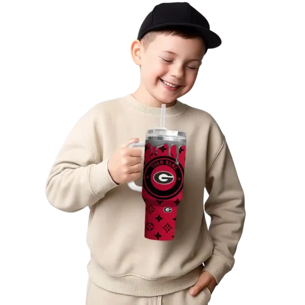 custom georgia bulldogs bullseye drips red curved tumbler latest model.webp