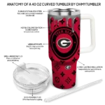 custom georgia bulldogs bullseye drips red curved tumbler best selling.webp