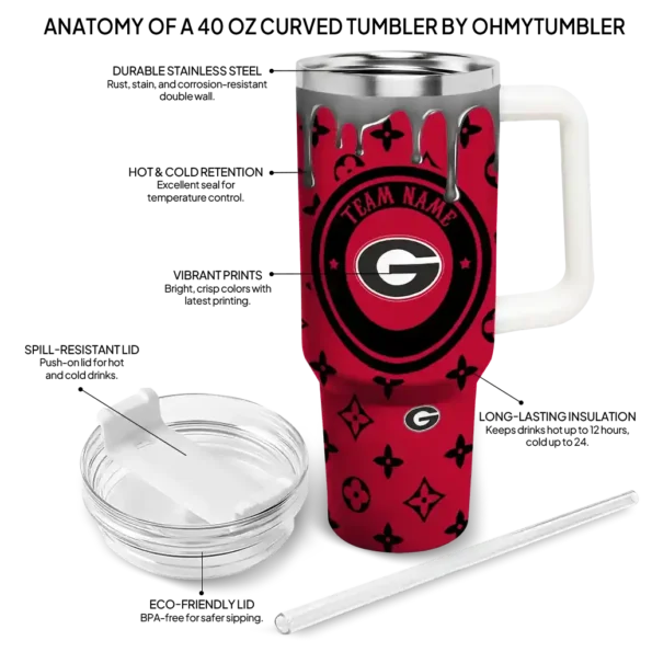 custom georgia bulldogs bullseye drips red curved tumbler new arrival.webp