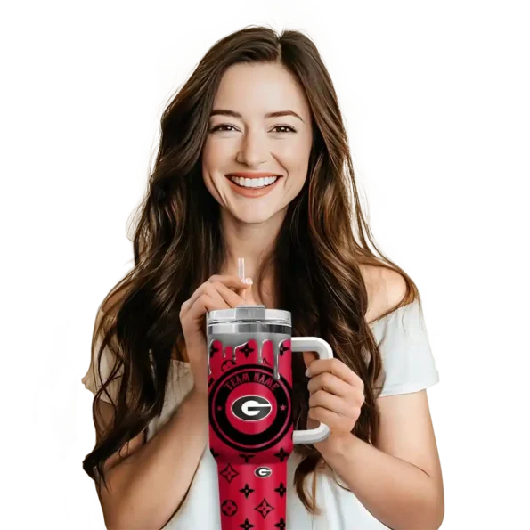 custom georgia bulldogs bullseye drips red curved tumbler premium grade.webp