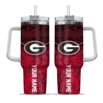 custom georgia bulldogs chevron stripe red curved tumbler best selling.webp