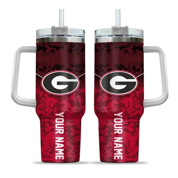 custom georgia bulldogs chevron stripe red curved tumbler best selling.webp