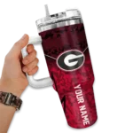 custom georgia bulldogs chevron stripe red curved tumbler best selling.webp
