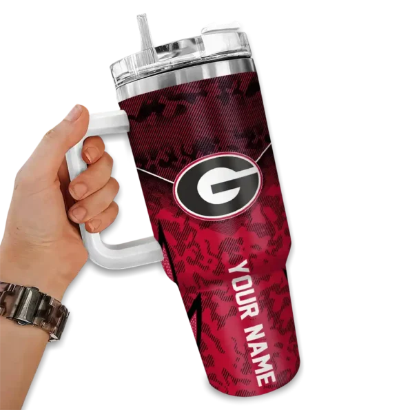 custom georgia bulldogs chevron stripe red curved tumbler fashion forward.webp