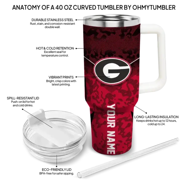 custom georgia bulldogs chevron stripe red curved tumbler new arrival.webp