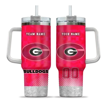 custom georgia bulldogs geometric prism red curved tumbler best selling.webp