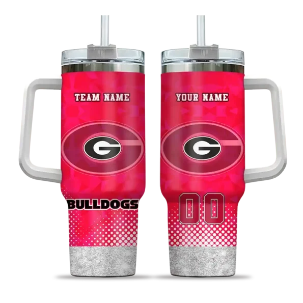 custom georgia bulldogs geometric prism red curved tumbler best selling.webp