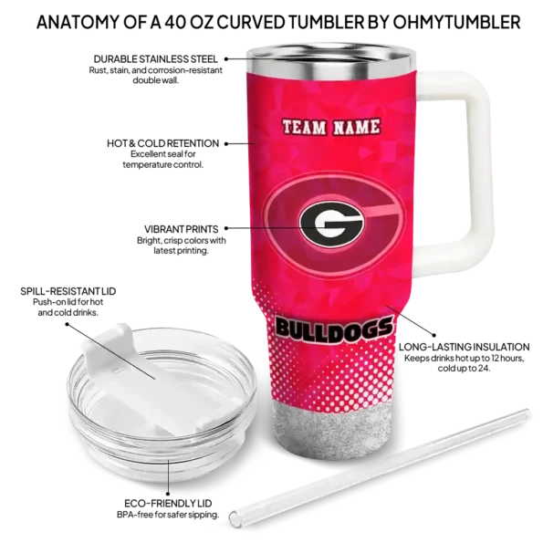 custom georgia bulldogs geometric prism red curved tumbler new arrival.webp