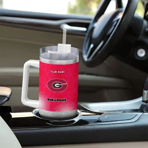 custom georgia bulldogs geometric prism red curved tumbler trendy.webp