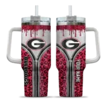custom georgia bulldogs leopard zipper red curved tumbler best selling.webp