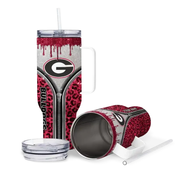 custom georgia bulldogs leopard zipper red curved tumbler high quality.webp