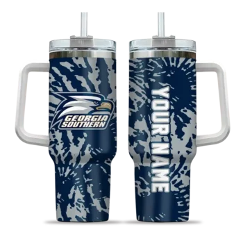 custom georgia southern eagles burst swirl blue curved tumbler best selling.webp