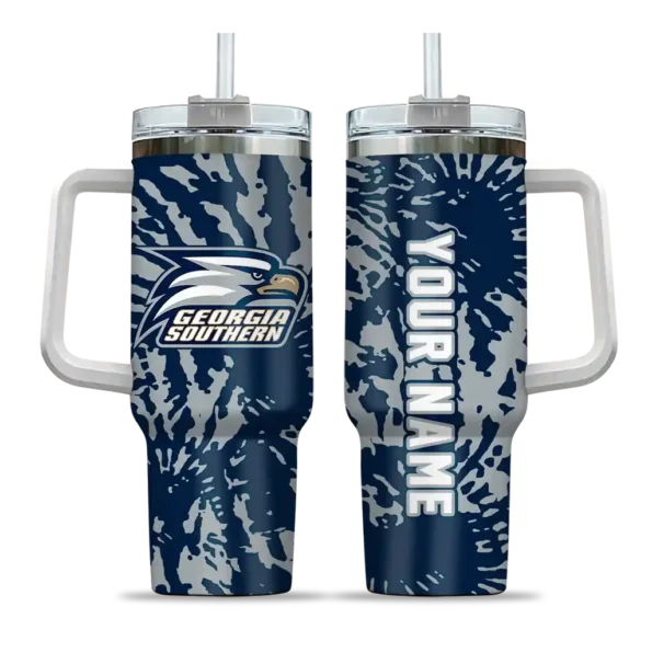 custom georgia southern eagles burst swirl blue curved tumbler best selling.webp