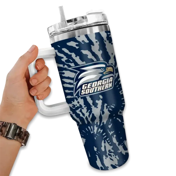 custom georgia southern eagles burst swirl blue curved tumbler fashion forward.webp