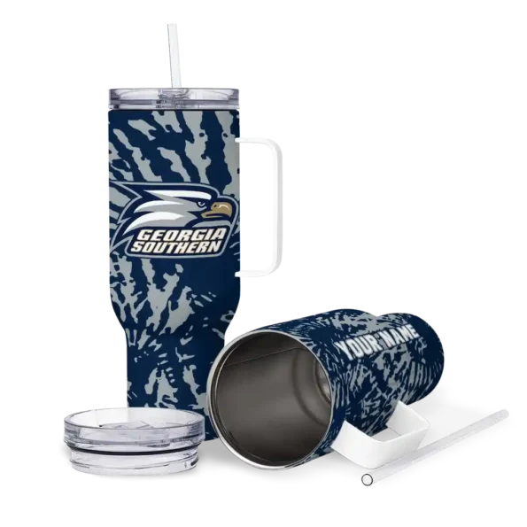 custom georgia southern eagles burst swirl blue curved tumbler high quality.webp