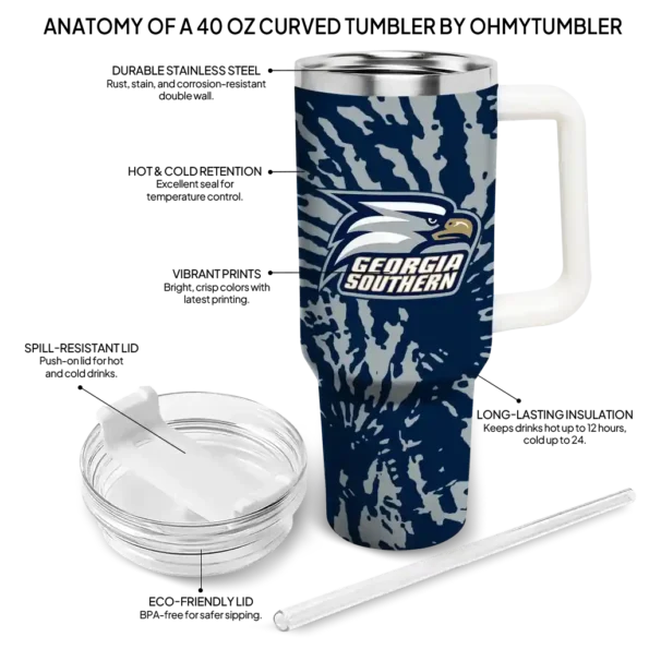 custom georgia southern eagles burst swirl blue curved tumbler new arrival.webp