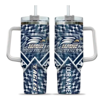 custom georgia southern eagles chevron angle blue curved tumbler best selling.webp