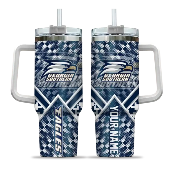 custom georgia southern eagles chevron angle blue curved tumbler best selling.webp