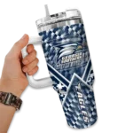 custom georgia southern eagles chevron angle blue curved tumbler best selling.webp