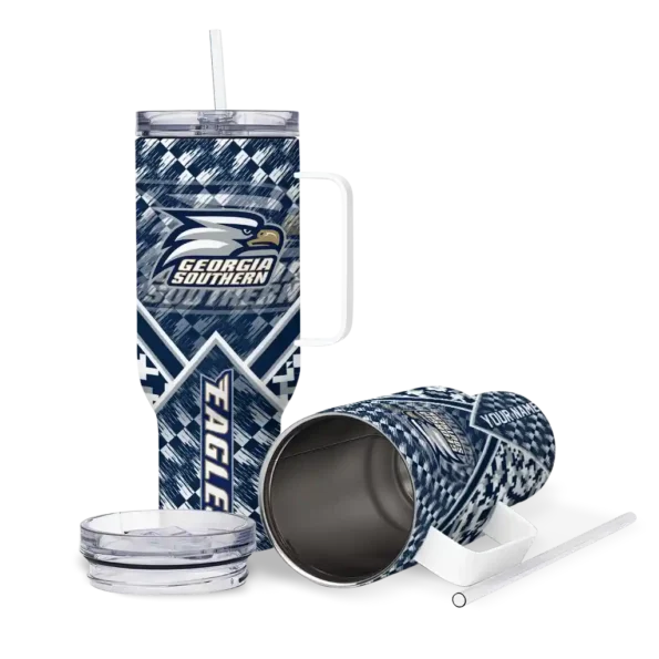 custom georgia southern eagles chevron angle blue curved tumbler high quality.webp