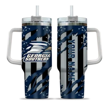 custom georgia southern eagles claw cut blue black curved tumbler best selling.webp