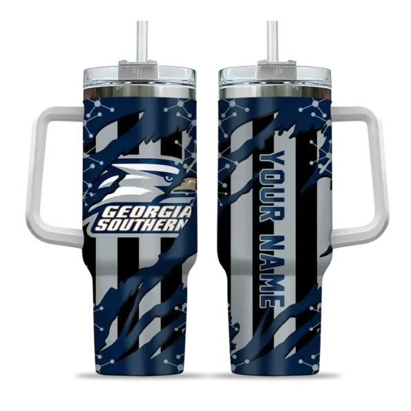 custom georgia southern eagles claw cut blue black curved tumbler best selling.webp