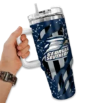 custom georgia southern eagles claw cut blue black curved tumbler best selling.webp