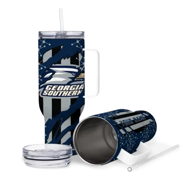 custom georgia southern eagles claw cut blue black curved tumbler high quality.webp