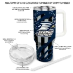 custom georgia southern eagles claw cut blue black curved tumbler best selling.webp