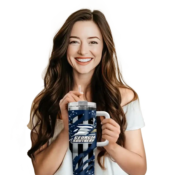 custom georgia southern eagles claw cut blue black curved tumbler premium grade.webp