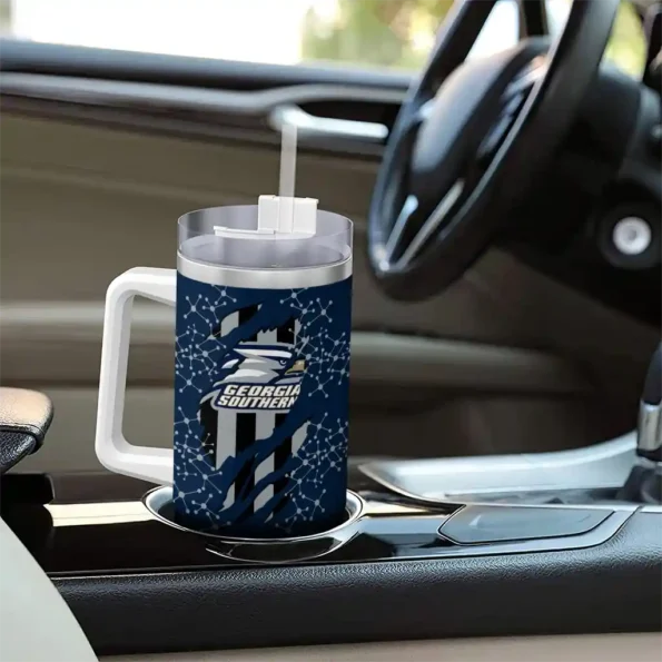 custom georgia southern eagles claw cut blue black curved tumbler trendy.webp
