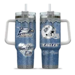 custom georgia southern eagles heart helmet motif blue curved tumbler best selling.webp