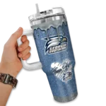 custom georgia southern eagles heart helmet motif blue curved tumbler best selling.webp