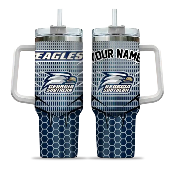 custom georgia southern eagles hex texture blue curved tumbler best selling.webp