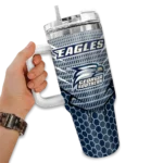 custom georgia southern eagles hex texture blue curved tumbler best selling.webp