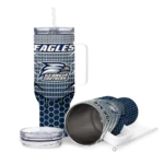 custom georgia southern eagles hex texture blue curved tumbler best selling.webp