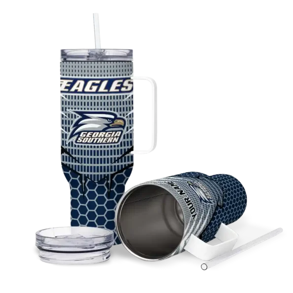 custom georgia southern eagles hex texture blue curved tumbler high quality.webp